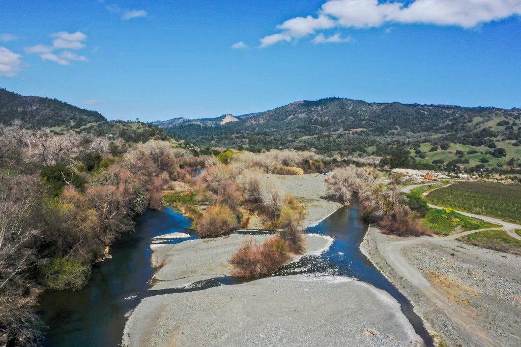 Russian River on left and Sulphur Creek on right